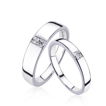 Europe Simple 925 Silver Plated Platinum Couple Rings