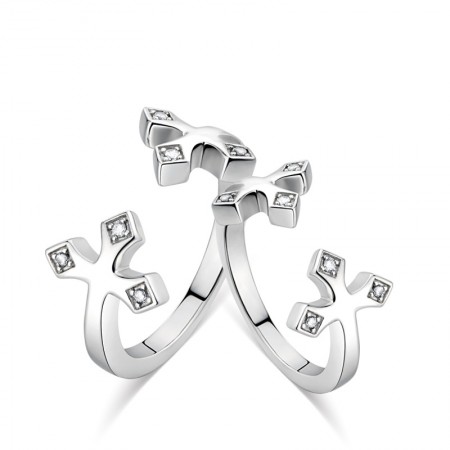 925 Silver Cross Platinum Couple Rings