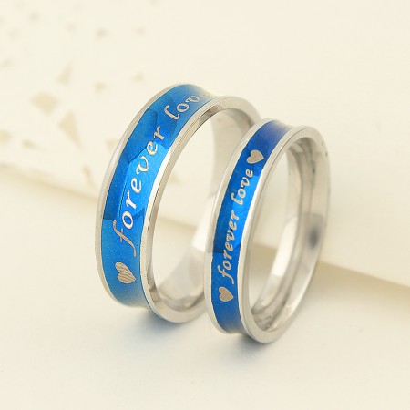 Classic Blue Titanium Steel Couple Rings