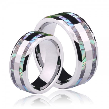 Tungsten Inlay Shell Couple Rings