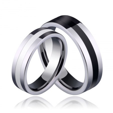 Black And White Tungsten Couple Rings 
