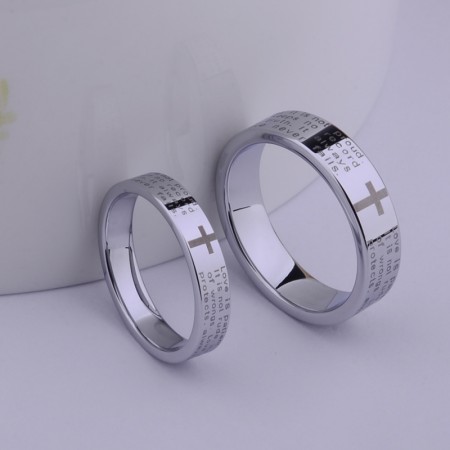 Korean Fashion Cross Tungsten Couple Rings