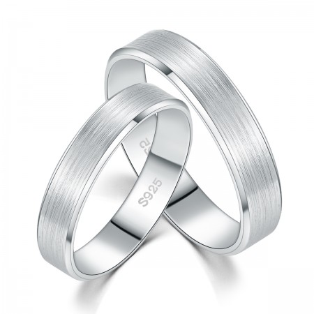 Simple Matte S925 Silver Lettering Couple Rings 