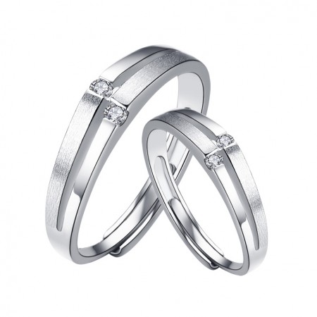 925 Sterling Silver Adjustable Opening Couple Rings