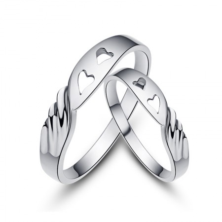 Have Mutual Affinity Creative Lettering 925 Sterling Silver Couple Rings 