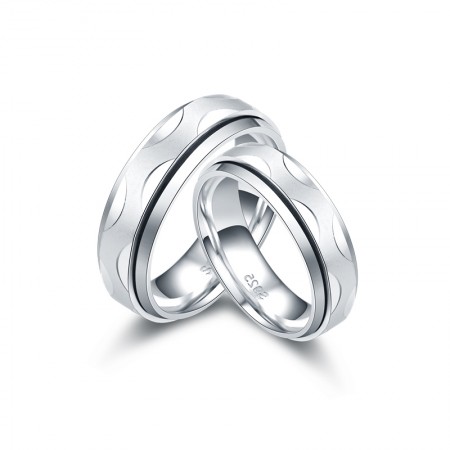 Intermediate Rotatable 925 Sterling Silver Couple Rings