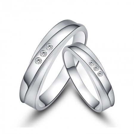 Classic Unique Creative Lettering 925 Sterling Silver Couple Rings 
