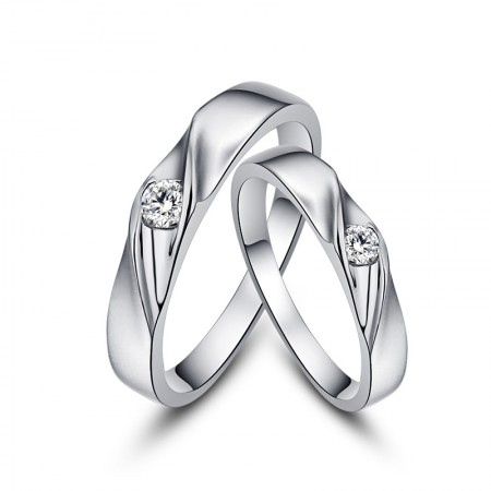 Original Design Diamond Creative Lettering 925 Sterling Silver Couple Rings 