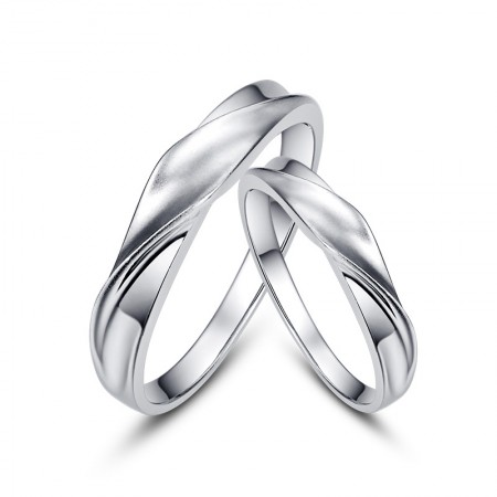 Original Bend Surface 925 Silver Couple Rings