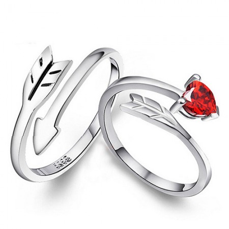 Simplicity Cupid'S Arrow S925 Silver Opening Couple Rings 