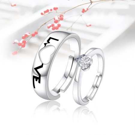 Vintage Creative Couple Rings For Lovers Statement Silver Color