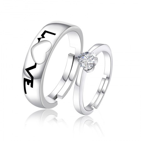 Creative "Love" 925 Silver Couple Rings