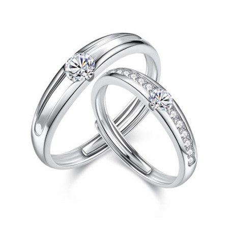 Luxury Simulation Diamond 925 Silver Couple Rings 