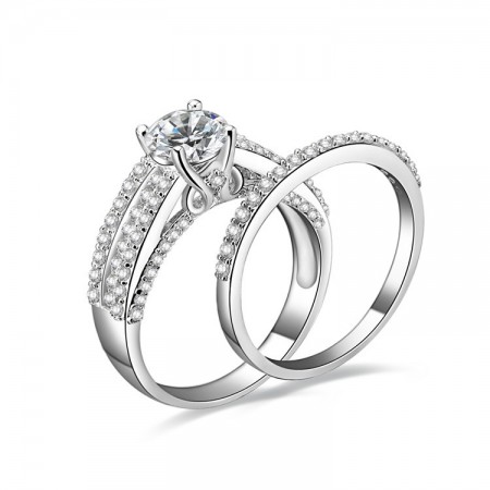 Fashion Retro Design 925 Sterling Silver Engagement Ring Set