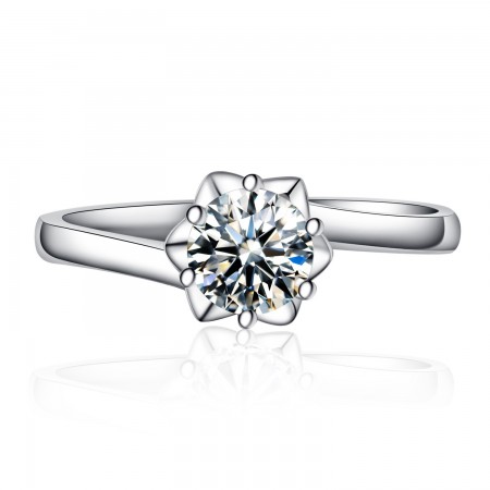 New Snowflake-Shaped 925 Sterling Silver Inlaid Cz Engagement Ring