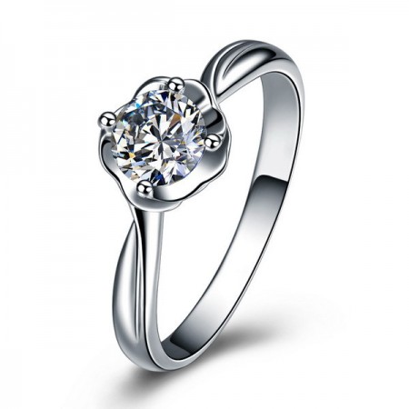 Creative Flower Shape S925 Silver Engagement Ring