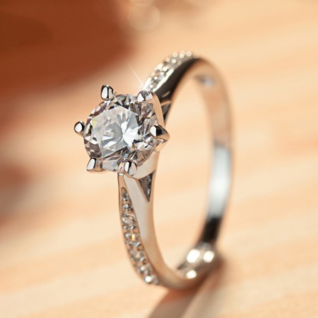 Luxury Shining Cubic Zirconia S925 Sterling Silver Engagement Opening Ring