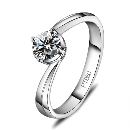 Classic Round Cut 925 Silver Lettering Engagement Ring