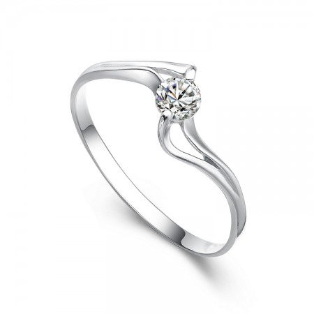 Original Design 925 Sterling Silver Inlaid Cubic Zirconia Engagement Ring