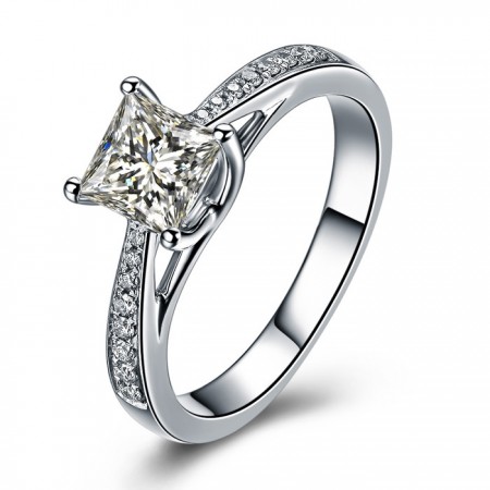 Classic Princess Cut Cz 925 Sterling Silver Engagement Ring