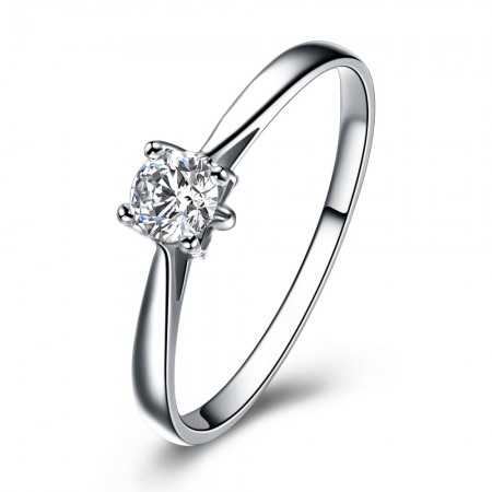Simple Low-Key 925 Sterling Silver Plated Gold Inlaid Cz Engagement Ring