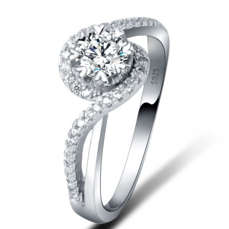 Europe Temperament S925 Silver Inlaid Cz Engagement/Wedding Ring
