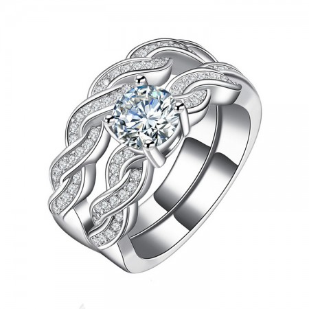 High Quality Weave Intersect Inlaid Cubic Zirconia Engagement Ring