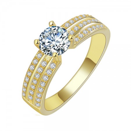 High Quality Jewelry 18K Gold-Plated Brass Engagement Ring