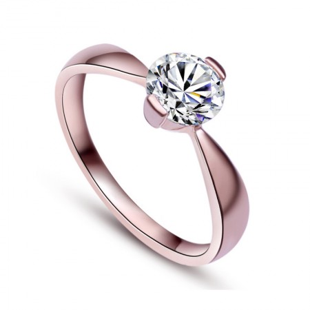 Highlight Temperament S925 Silver Plated 18K Rose Gold Inlaid Cz Engagement Ring