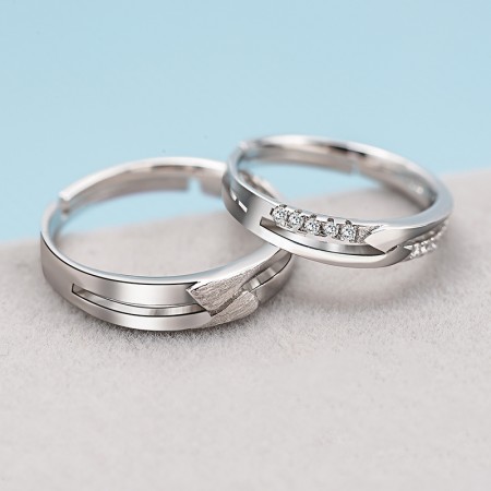 A Lifetime Of High Quality 925 Sterling Silver Inlaid Cz Couple Rings