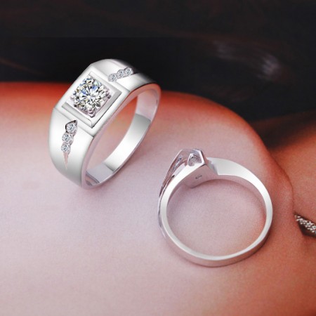 Elegant Luxury 925 Sterling Silver Plated 18K White Gold Couple 