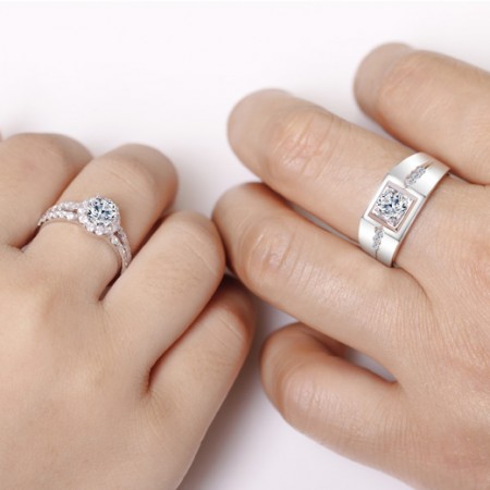 Romantic Beautiful 925 Sterling Silver Promise Wedding Rings For Couples -  Couple Rings
