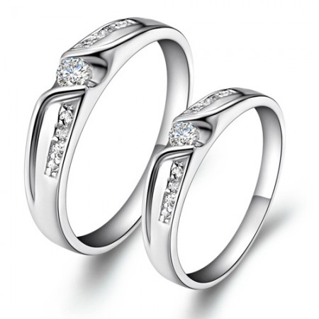 Men And Women The Same Paragraph 925 Sterling Silver-Plated 18K Gold Couple Rings