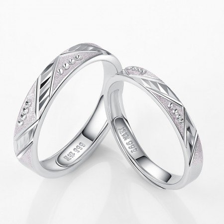 Creative Cutting 925 Sterling Silver Inlaid Cz Couple Rings