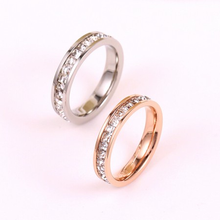 Korean Version Of The Full Cubic Zirconia Plated 18K Rose Gold Couple Rings