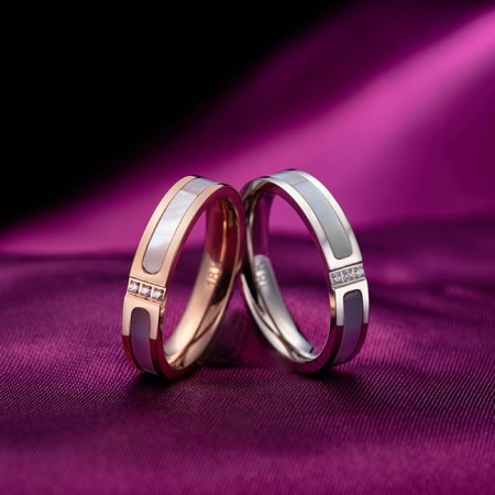 Korean Simple 18K Rose Gold Plated Titanium Steel Couple Rings