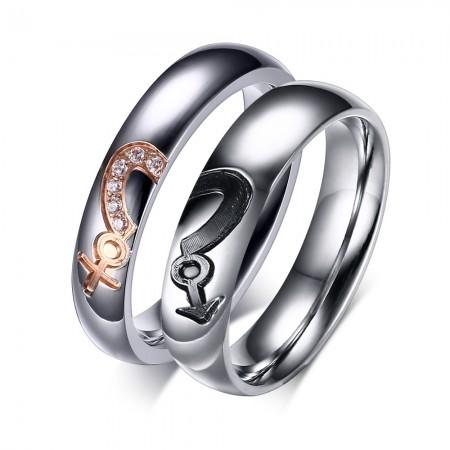 New Fashion Titanium Steel Inlaid Cubic Zirconia Couple Rings 