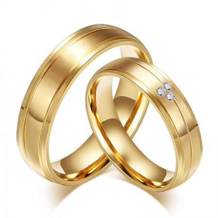 The New Titanium Steel Plated 18K Gold Couple Rings