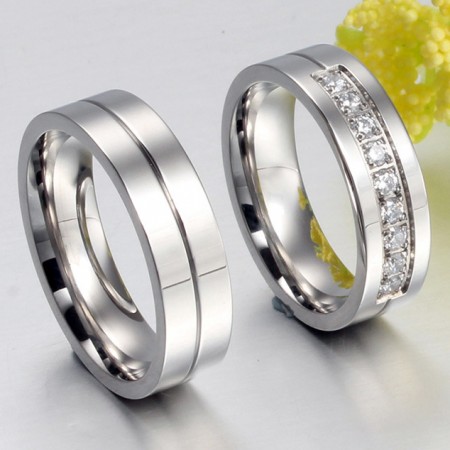 Stainless Steel Jewelry Mens and Womens Rings Couple Rings Silver Silver  Wire Inlaid Epoxy Craft Jewelry Accessories - AliExpress