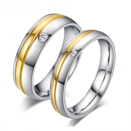 Korean Personality 18K Gold-Plated Titanium Steel Couple Rings