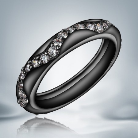 Hot Sale High Quality Black Gold Inlaid Cubic Zirconia Engagement Ring