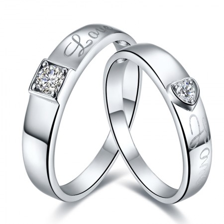 High Quality Boutique 925 Sterling Silver Gold-Plated Inlaid CZ Couple Rings