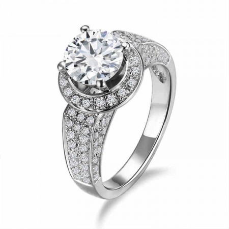 High-End Luxury Jewelry 925 Silver Inlaid Cubic Zirconia With Four Claw Engagement Ring