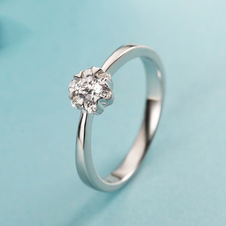 Slim Cute 925 Sterling Silver Snowflake Shape Cubic Zirconia Engagement Ring