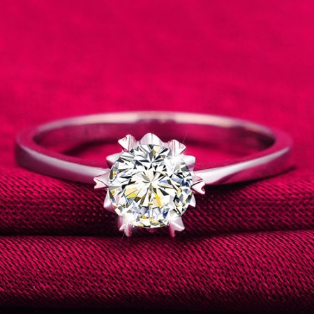Romance Snowflake Shape 925 Sterling Silver High-End Engagement Ring