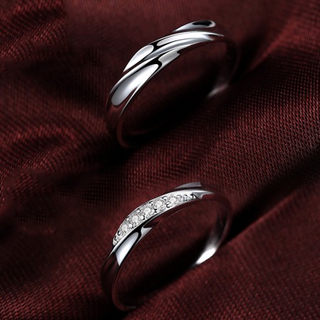 Pure S925 Sterling Silver Band Men Women Gift Lucky Glossy Simple Couple  Ring