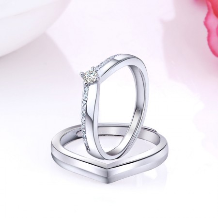 Brave Love 925 Sterling Silver Plated White Gold Creative Couple Rings