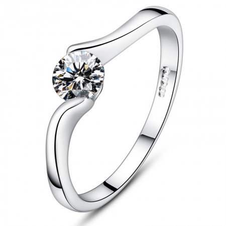 Streamlined Design Style 925 Sterling Silver Simple Engagement Ring