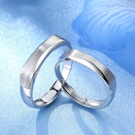 925 Silver Exquisite Polished And Handmade Matte Combined Couple Rings