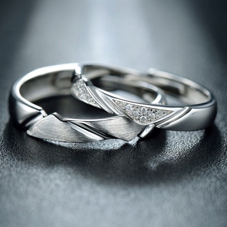 Fashion Luxury 925 Sterling Silver Romantic Opening Couple Rings